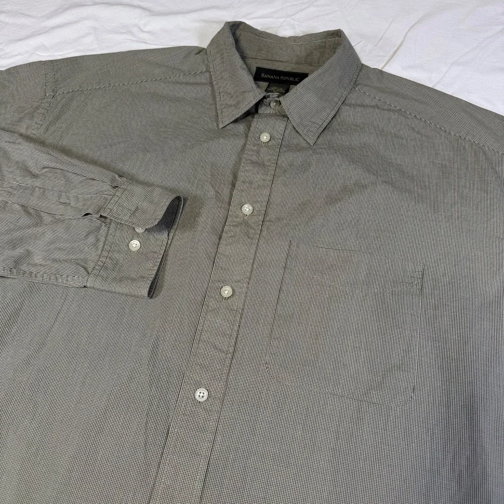 Vintage Banana Republic Houndstooth Button Down Shirt Men's Size XL Long Sleeve